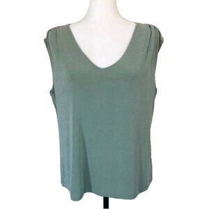 KIM & Company Sleeveless Top Aloe Green Stretchy Ribbed Knit Size XXL 2XL